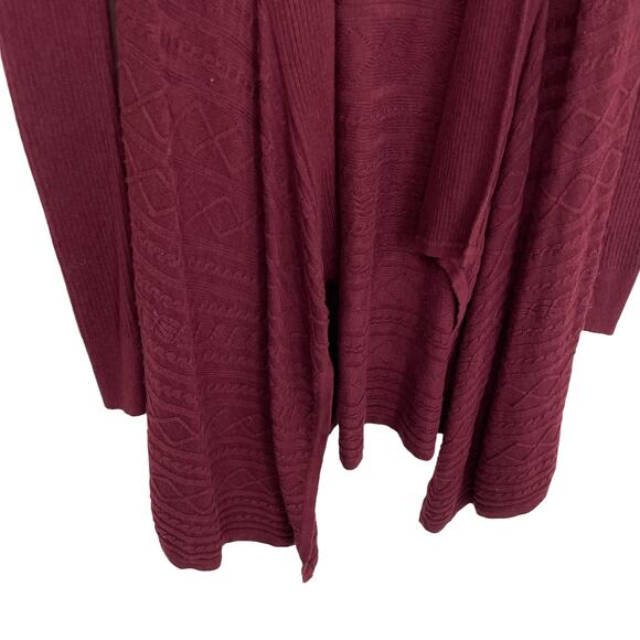 Julie Brown Open Front Long Burgundy Cardigan Medium / Large - Picture 3 of 6